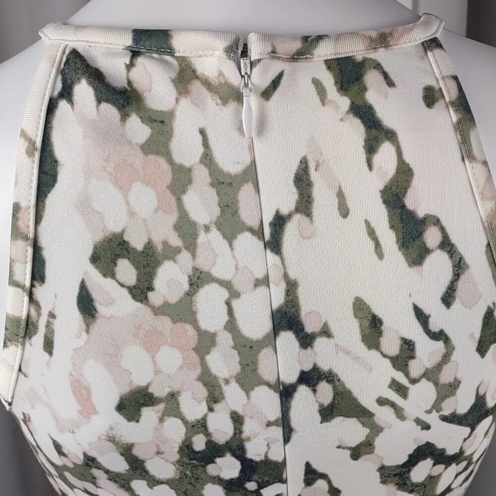 Mossimo White Pink & Green Floral Fit & Flare Sleeveless Knit Dress Crew Neck XS - Picture 5 of 11